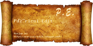 Páricsi Edit névjegykártya